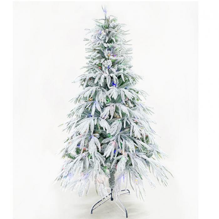 Flocked willows branch PE mixed PVC pine needle Pre-lit Artificial outdoor Christmas tree 