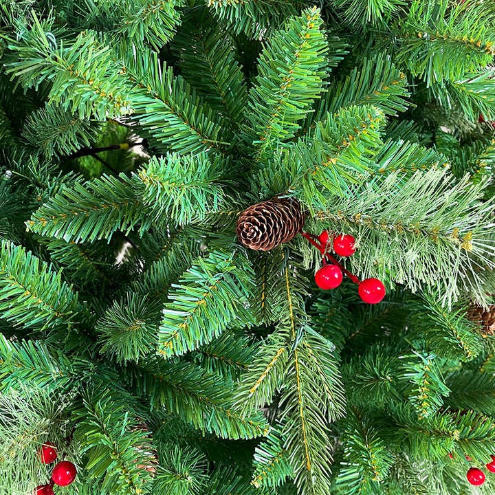 High Quality PVC PE Pine Needle Mixed Snow white Christmas Trees with Red Berry and Pine Cone