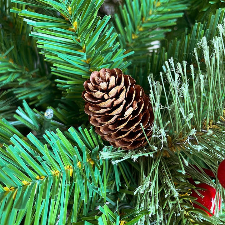 High Quality PVC PE Pine Needle Mixed Snow white Christmas Trees with Red Berry and Pine Cone